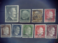 Deutsches Reich 1940s, set of 9 stamps, overprint Ostland- 4, Adolf Hitler, used