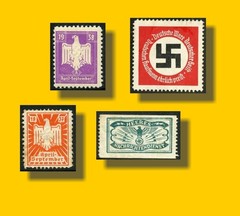 #9045- NAZI ERA – 4x PROPAGANDA POSTER STAMPS – extensive description inside