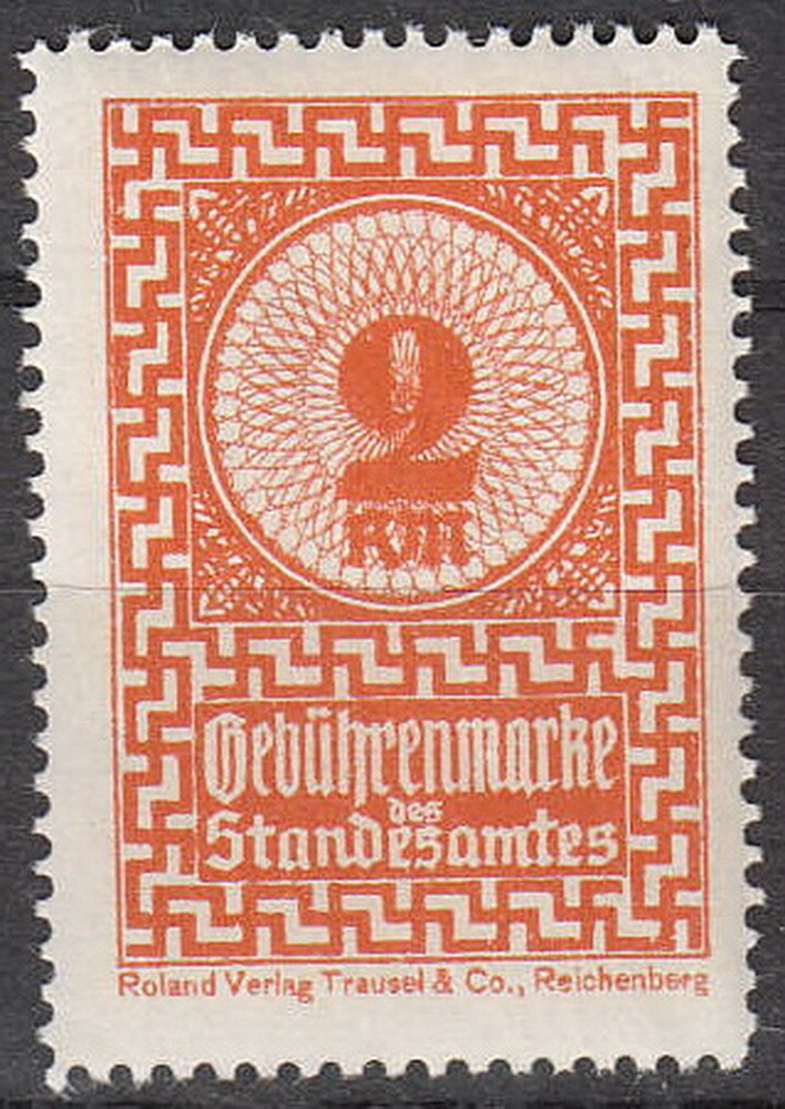 Stamp Germany Revenue WW2 3rd Reich War Emblem War Urkunden KDF 002 MNH