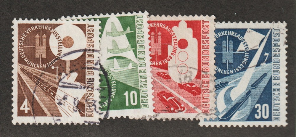1953 Germany Sc# 698-701 – Traffic Signals, Transportation. Used set Cv$32.25