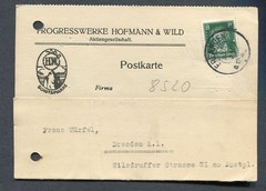 German Reich : Company card from 1927 – Erlangen – used