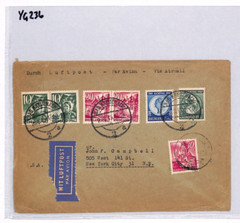 Germany RHEINLAND-PFALZ *Goethe* 1949 Air Mail Cover Bad Kreuznach USA NY YG236