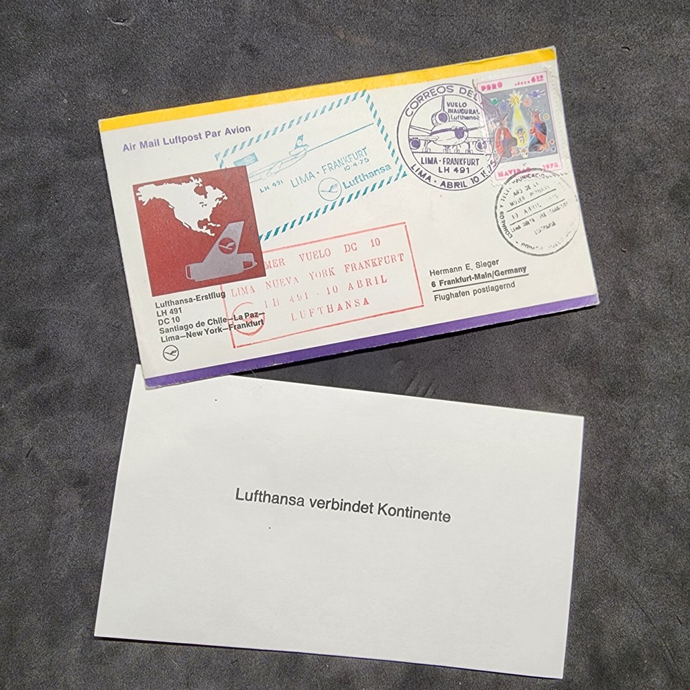 German Germany cover Air Mail Luftpost Lufthansa Frankfurt 1975