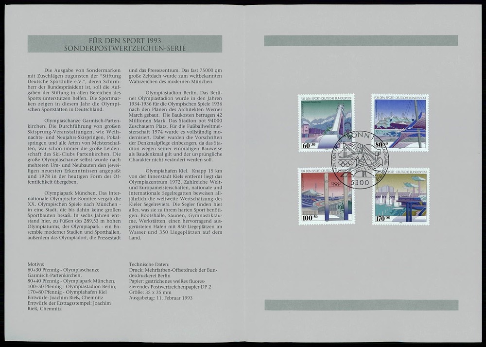 GERMANY FOLDER 1993/06 OLYMPIA-STADION MÜNCHEN BERLIN SCHANZE GAP HAFEN KIEL