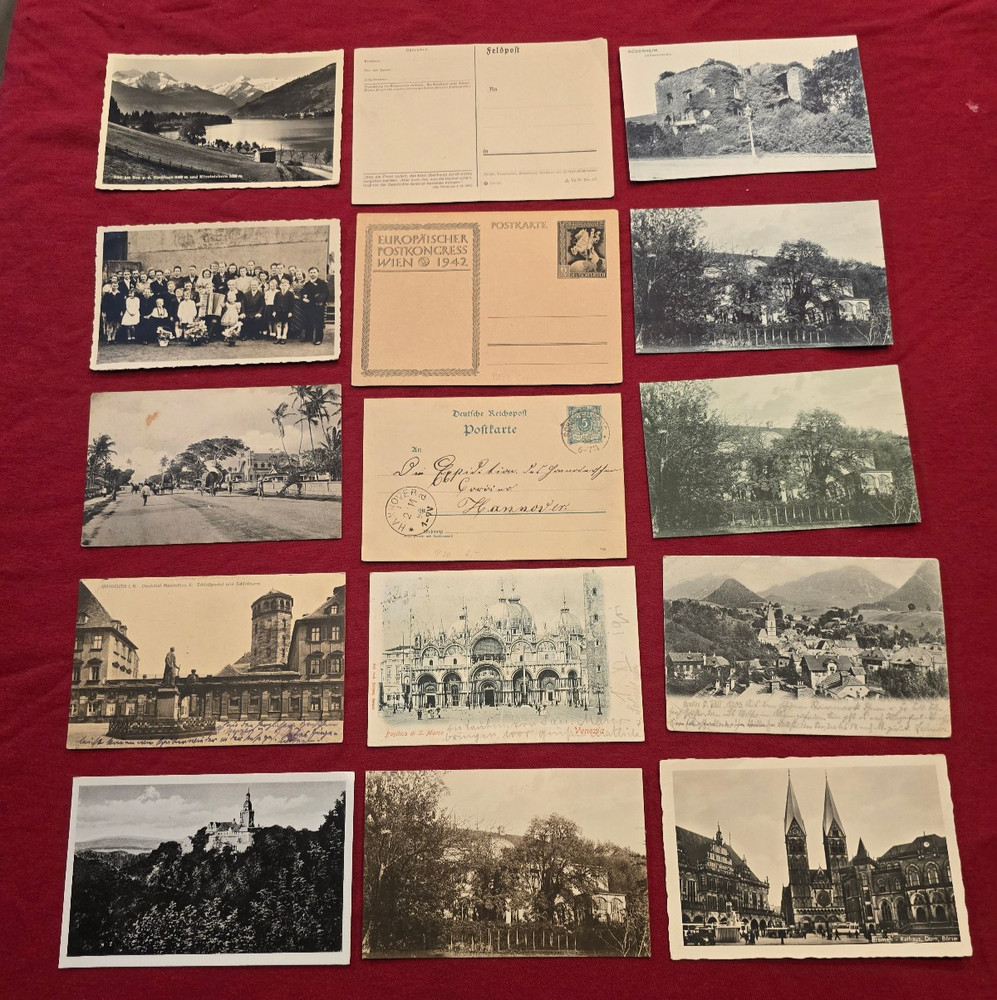 Lot of 15 Vintage German & European Postcards WWI WWII Third Reich 1900s=1940s
