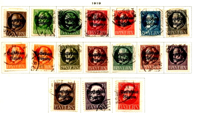 GERMANY BAVARIA SC# 136-152 USED SET TO 3 MARK FREE SHIPPING USA