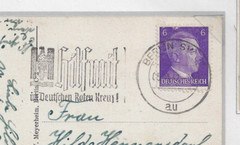 1941 DRK (German Red Cross) slogan cancel on PPC, Berlin to Dresden, #510.(7/110