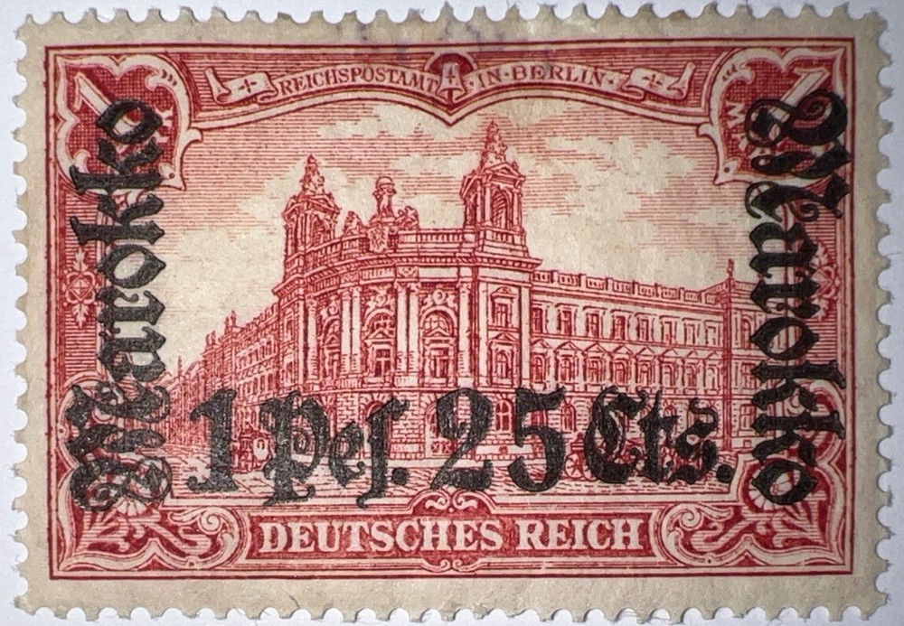 Travelstamps: Germany Offices in Morocco Stamps 1 Pes. 25c OP Mint Og Hinged