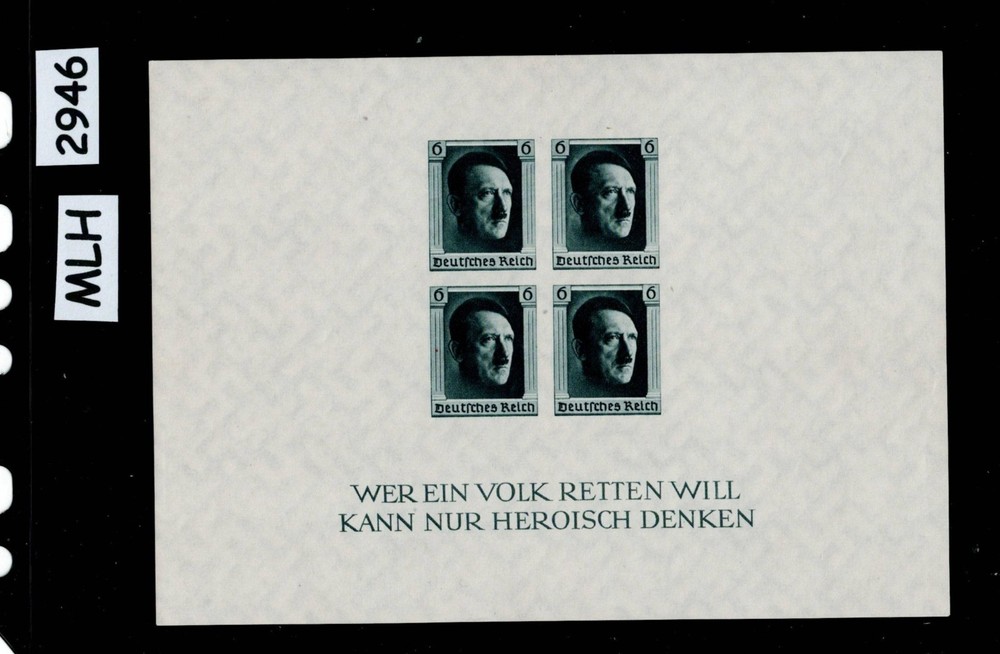 Stamp mini souvenir sheet IMPERF B103 1937 Adolf Hitler Birthday #2946