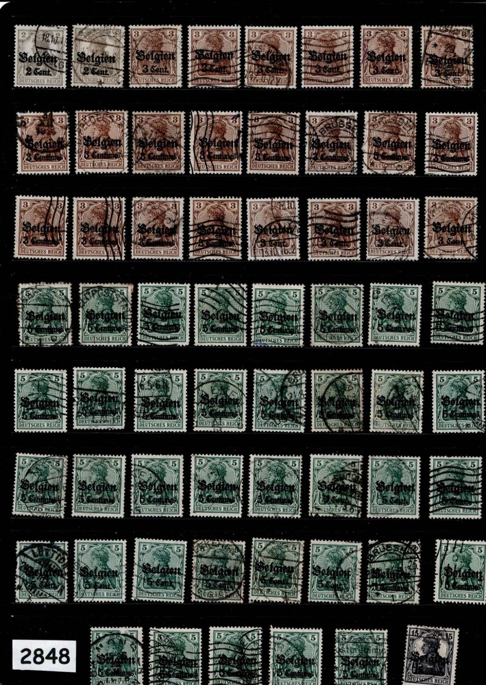 Bulk lot 150+ Stamps 1914-1918 WWI Belgium Belgien Germany Overprints #2848