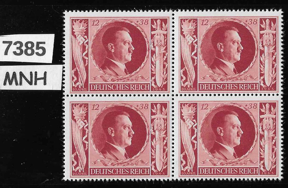 MNH stamp block ScB234 Adolf Hitler 1943 Birthday / WWII Germany / Third Reich