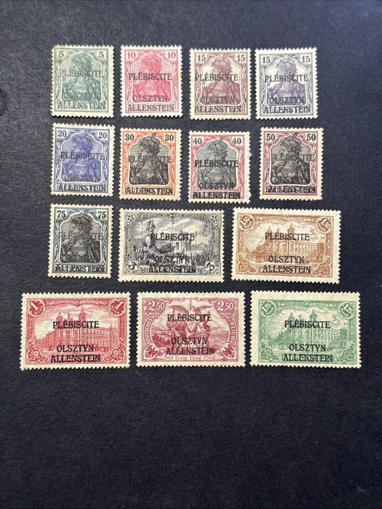 1920 Allenstein German Stamp MH Overprint Complete Set Collectible Old Stamps