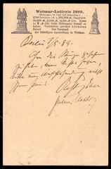 DR P 18 I, 5 Pf Private Entire With Small Eagle, Imprint „Weimar Lottery 1889“