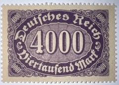 Travelstamps: 1922 Germany Stamps Deutsches Reich 4000 Mark Mi. Nr. 255 MOGNH