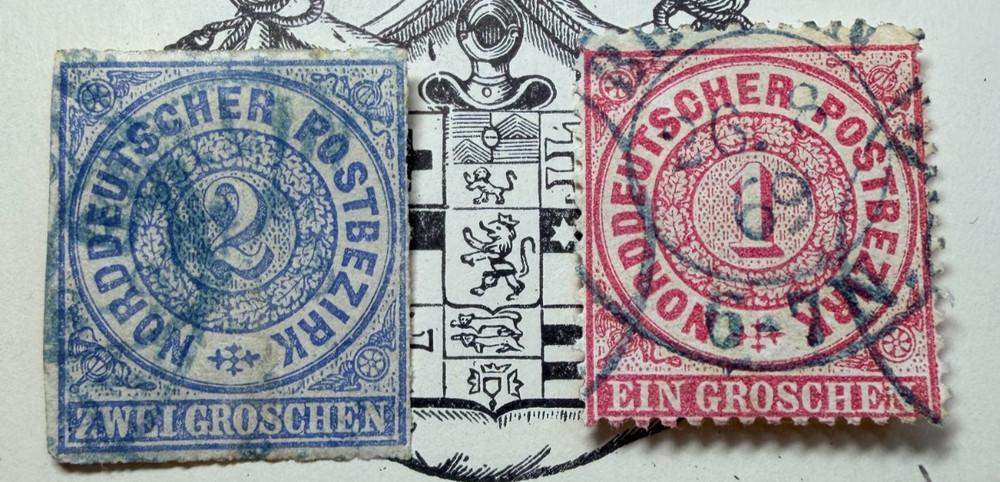 North German Confederation – Lot of 2 (1GR, 2GR) 1868- N. German Postal District