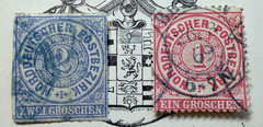 North German Confederation – Lot of 2 (1GR, 2GR) 1868- N. German Postal District
