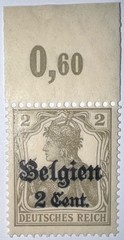 Travelstamps: Germany Offices in Belgium Stamps WWII, 1916 2c OP Mint MOGNH WMK