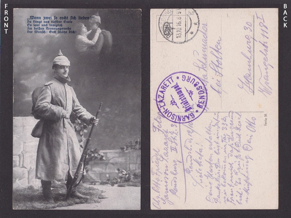 GERMANY 1916, Fieldpost card, „When two really love each other!“