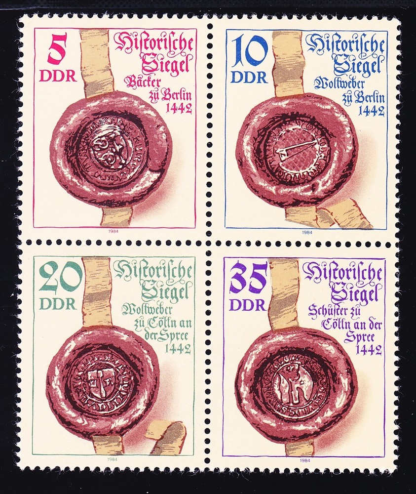 Germany DDR 2425a (2422-25) MNH Historic Seals Block of 4 Very Fine