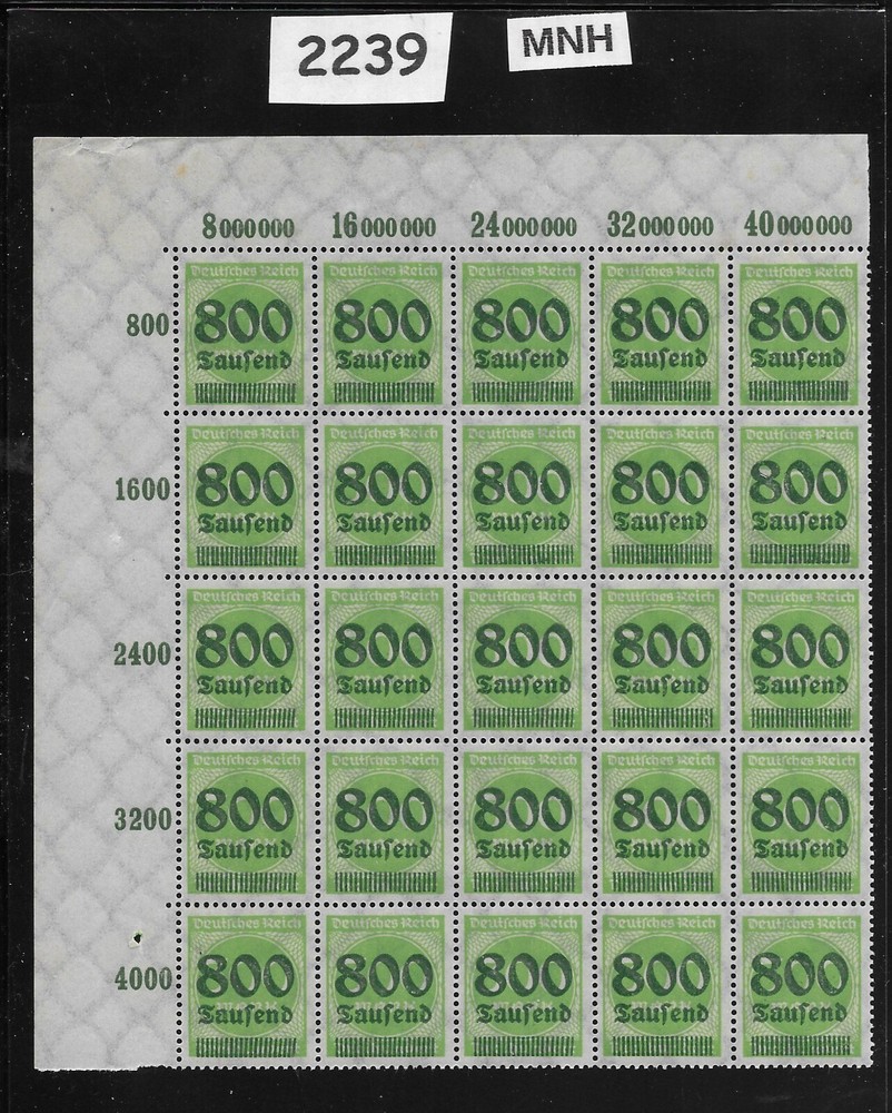 MNH stamp block Overprint 800K over 300Mk Scott #264 German Republic 1923 #2239