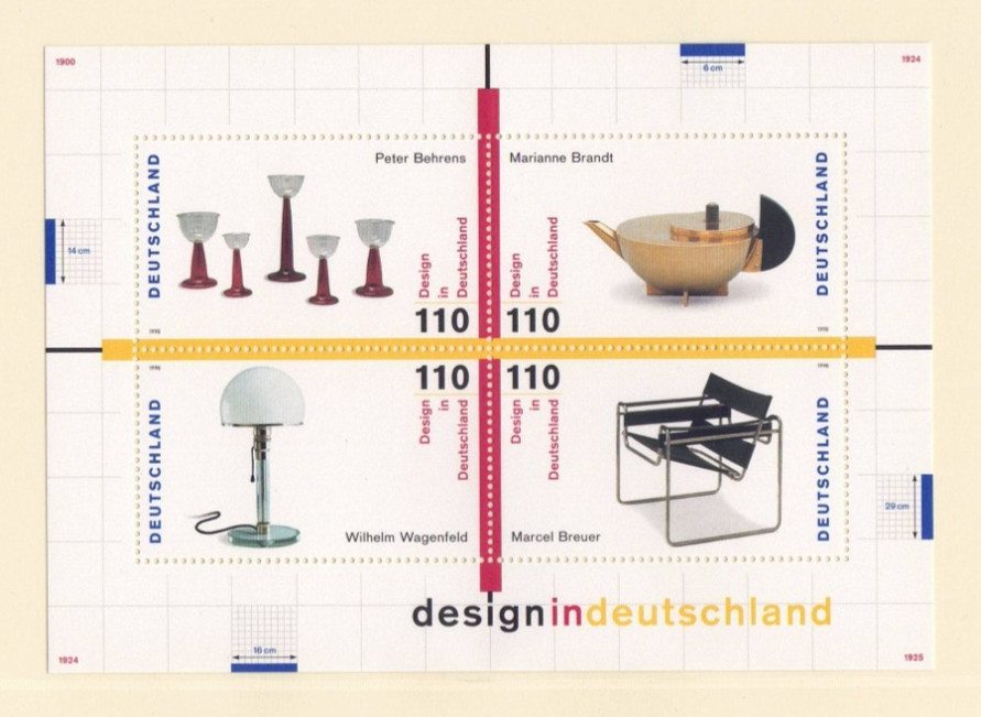 Germany – 1998 Sc. 2014, 20th Century German Design souvenir sheet MNH
