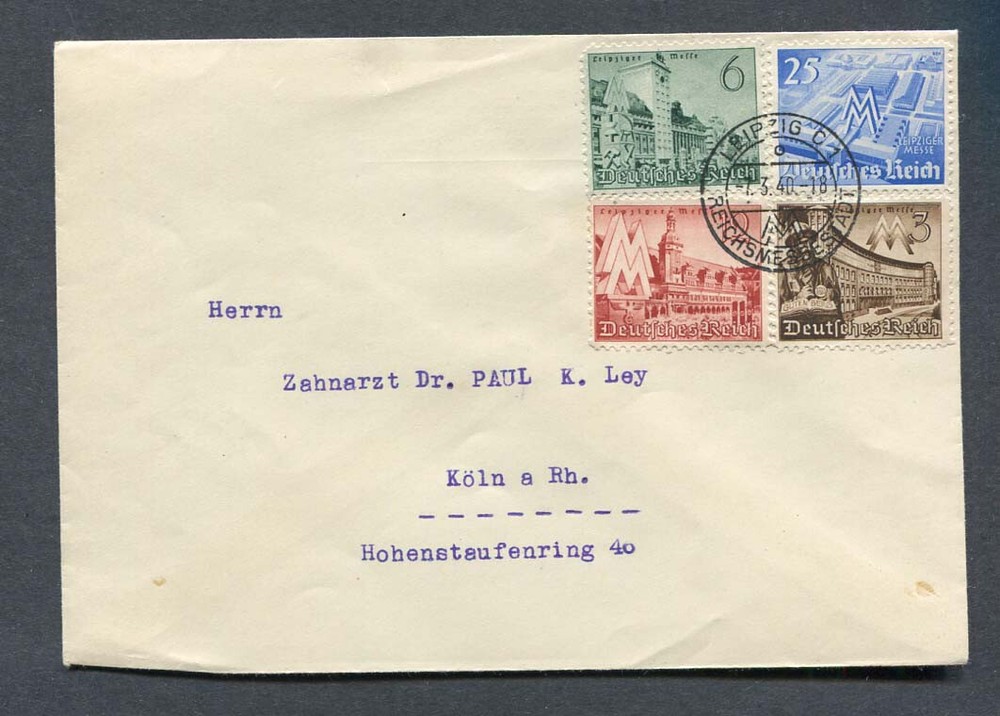 German Reich WW II : Great cover from 1940 w/ Leipzig Fair Set – used