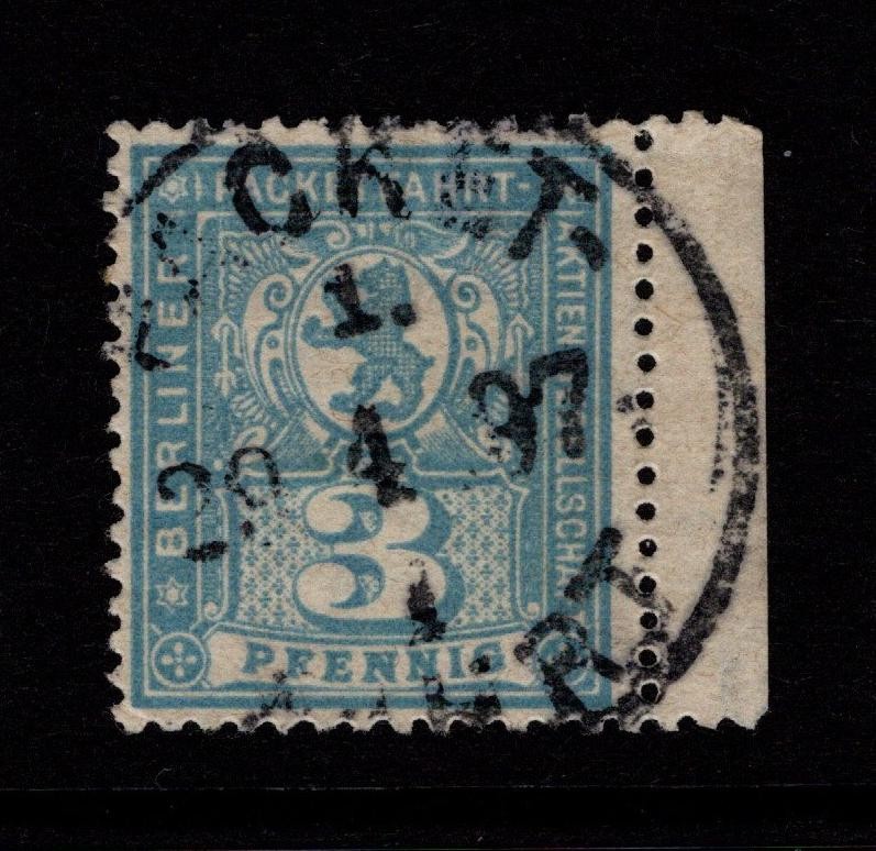 Germany Late 1890s 3p Bright Blue Berlin Private Post Used – S58682