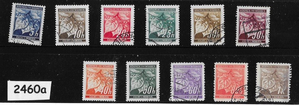 Stamp set 1940s Third Reich occupation of BaM WWII Linden Leaves #2460a