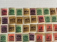 Lot of 242 German Empire Inflation Overprint Stamps Red Purple Green Mixed