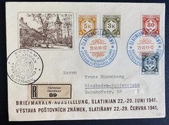 1941 Slatinian Bohemia Moravia Germnay First Day Cover To Germany Philatelic Exh