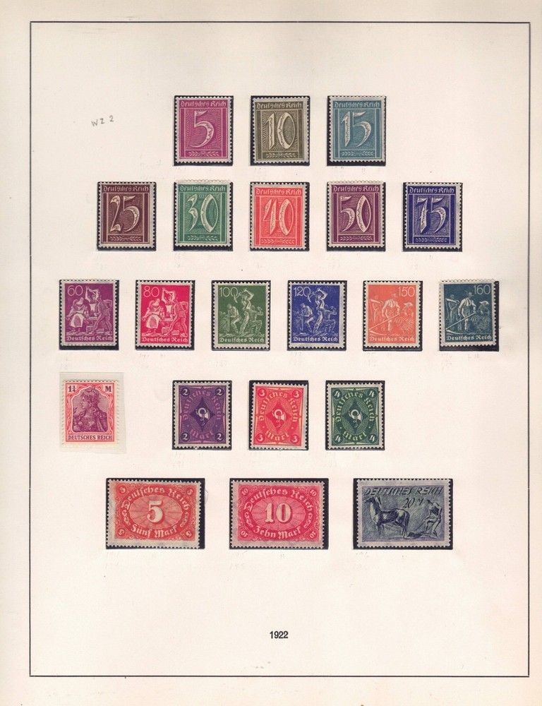 Germany – 1922 Mi, 177-196, Numeral, Worker, Post Horn, Ploughman MNH