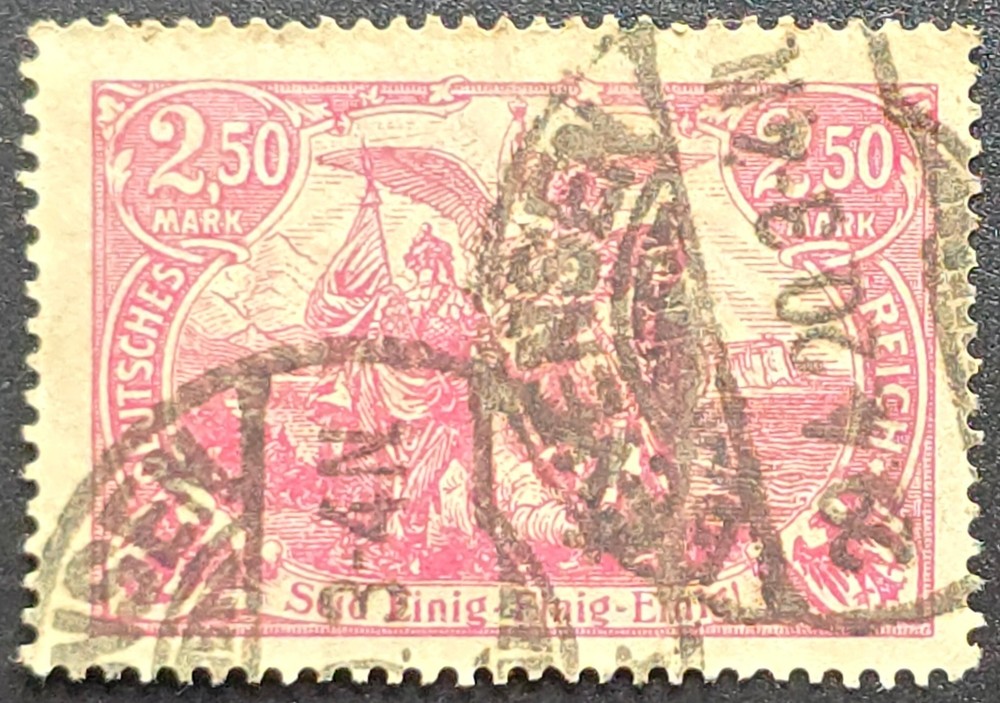 Germany Deutsches Reich 2.50 Mark Germania Used Stamp Red
