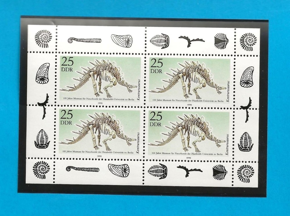GERMANY DDR – 1990 MNH DINOSAUR MINI-SHEET in MOUNT – SCOTT 2813 – J38