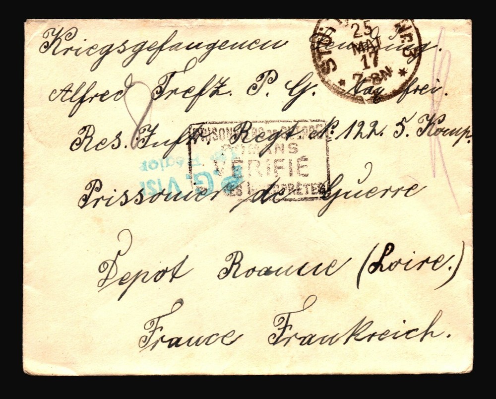 Germany 1917 POW Cover / Blue PG Censor – Z14478