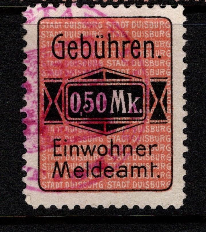 Germany Duisburg 1900s .50m Local Revenue Used – S56677