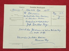 Post WW2 WWII German paper document Telegramm Deutsche Bundespost