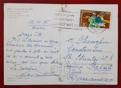 DDR Germany 1975 20 pfg Traffic Safety on Vintage Postcard to Romania XF 6953