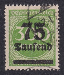 GERMANY 1923 Inflation 75T on 300m Apple-Green SG 283 Used (CV £23)