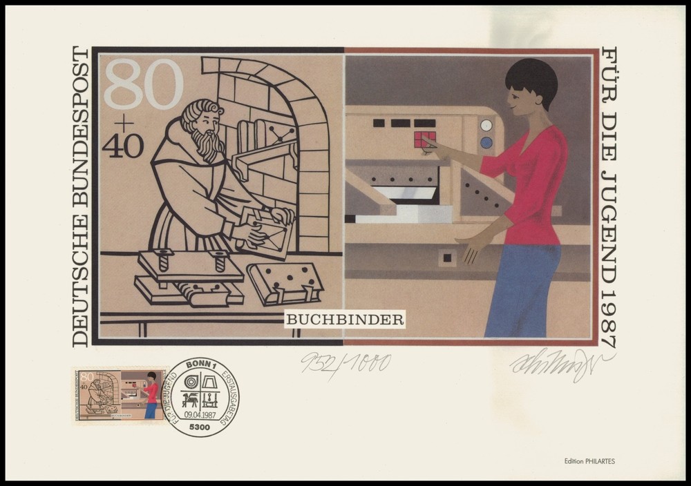 ART-EDITION 1987 GERMANY 1318 BOOKBINDER – HAND-SIGNED !!