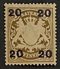 Travelstamps: 1920 Germany Bayern Overprint Stamp Scott#237, Mi 177 – Mint Og Nh