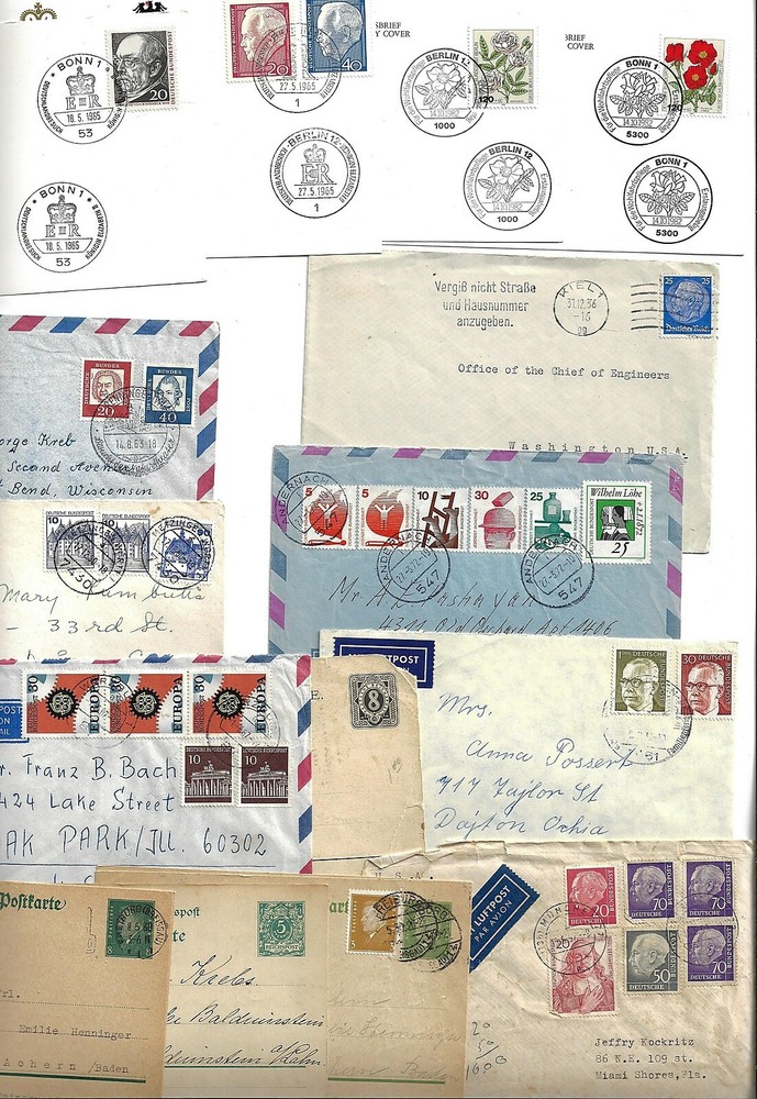 GERMANY MANY 1895 1970s COLLECTION OF COMMERCIAL COVER & CARDS MOSTLY TO USA