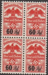 Stamp Germany Revenue Block WWII Fascism War War Era Tax Duty 030 060 MNH