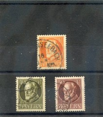 GERMANY, BAVARIA Sc 104-6(MI 99 I-101 I)F-VF USED 1914 30pf-50pf VALUES $48