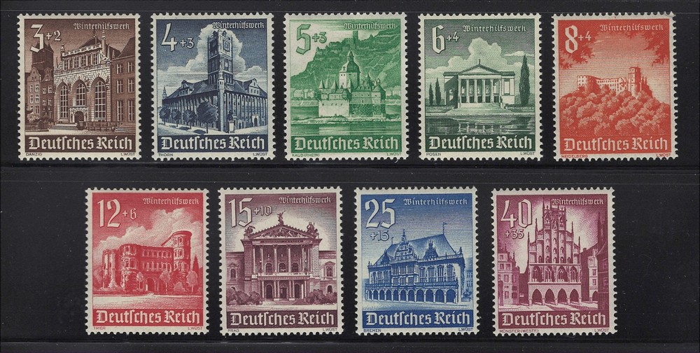 Germany Scott # B177-B185 MH Buildings Semi-Postal 1940