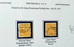 Rare AMG Germany 6 Pfg Brunswick AM POST Brown Label Paper Variety Cert JV Bush