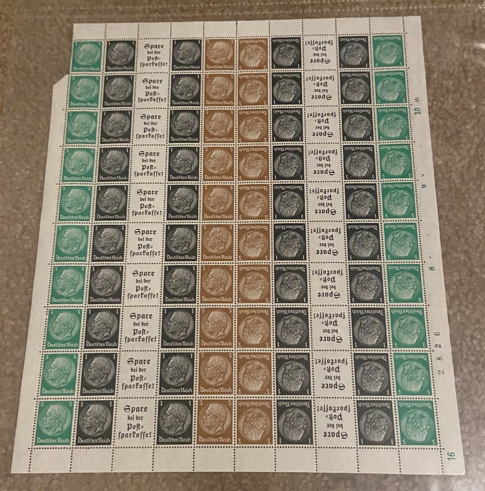 Deutsche Reich 1940 Hindenburg 100 full sheet MNH