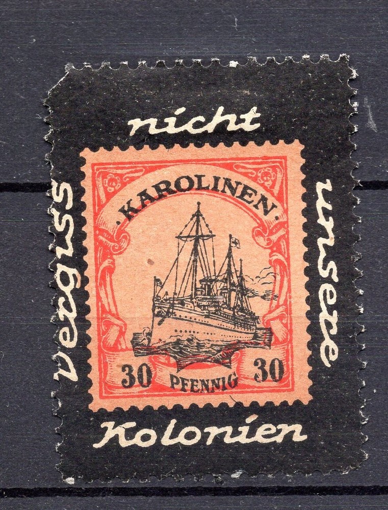 Colonies, early 1920s, Mourning label for the „lost Colonies“, 30 Pf. Karolinen