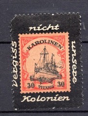 Colonies, early 1920s, Mourning label for the „lost Colonies“, 30 Pf. Karolinen