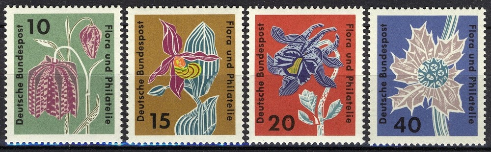 BRD 1963, Flowers, Flora and Philatelie exhibition set VF MNH, Mi 392-95