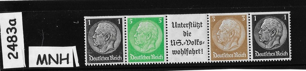 MNH stamps strip-pane-booklet 1933-1936 Hindenburg Third Reich Germany #2483a